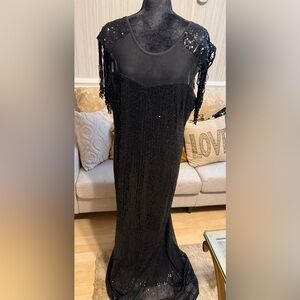 Elegant Black Sequin Evening Gown